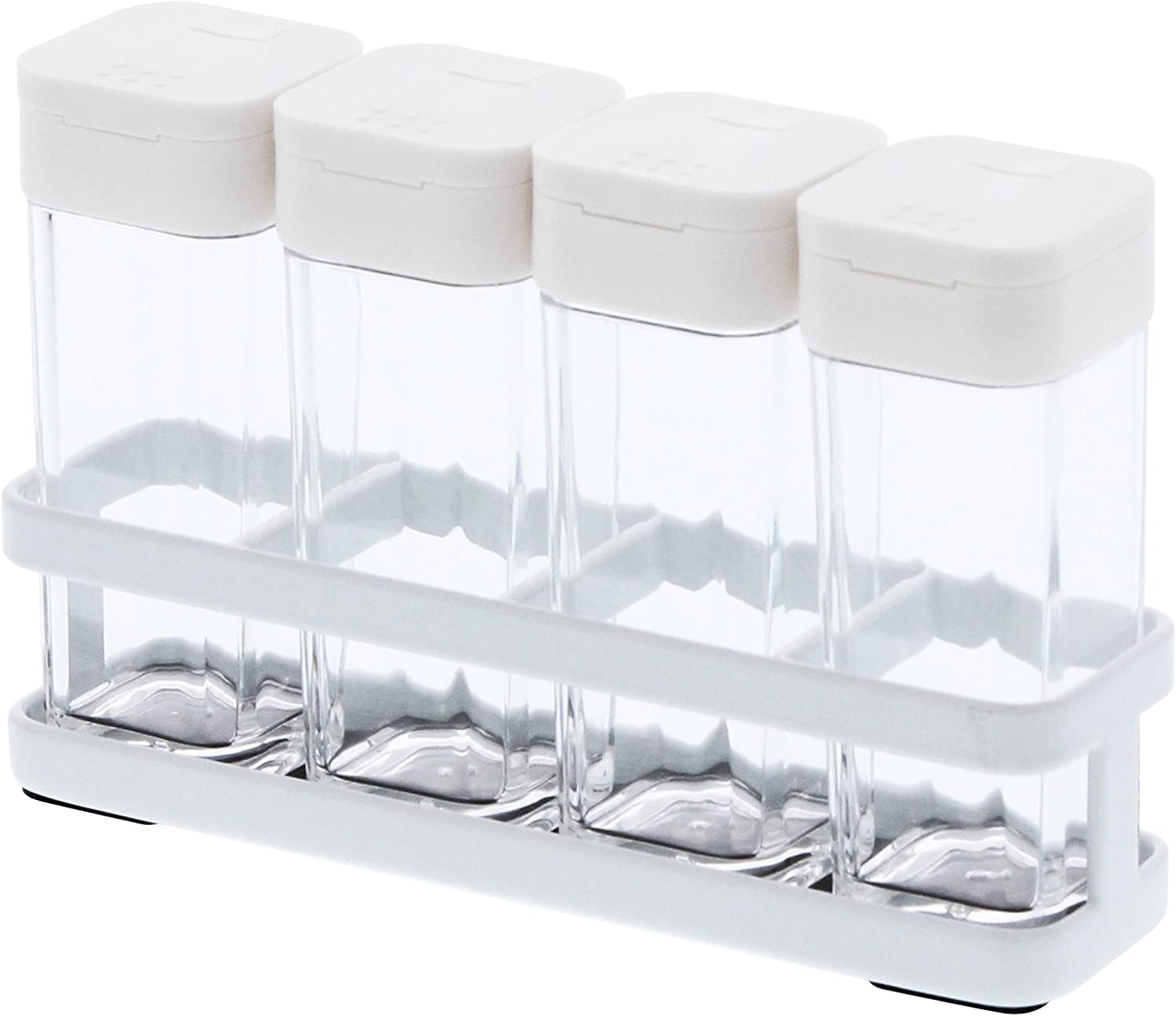 4 Pcs Spice Bottles With Rack, Seasoning Shaker Box, Transparent Storage Containers For Salt, Spices & Herbs 4 Pcs Spice Bottles With Rack, Seasoning Shaker Box, Transparent Storage Containers For Salt, Spices & Herbs